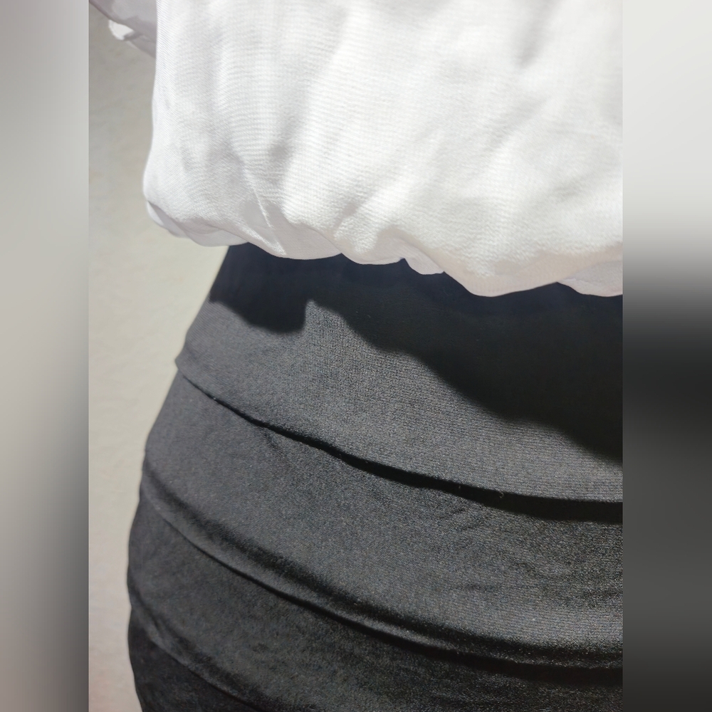 Sweet Storm Black And White Pencil Skirt Dress Womens Small Ruffle Top image 5